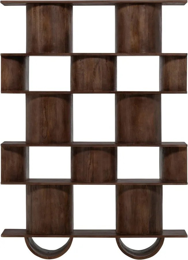 Sötétbarna mangófa könyvespolc 130x180x35 cm Sinne – WOOOD