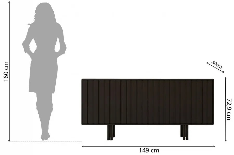 Vigge komód fekete 149cm