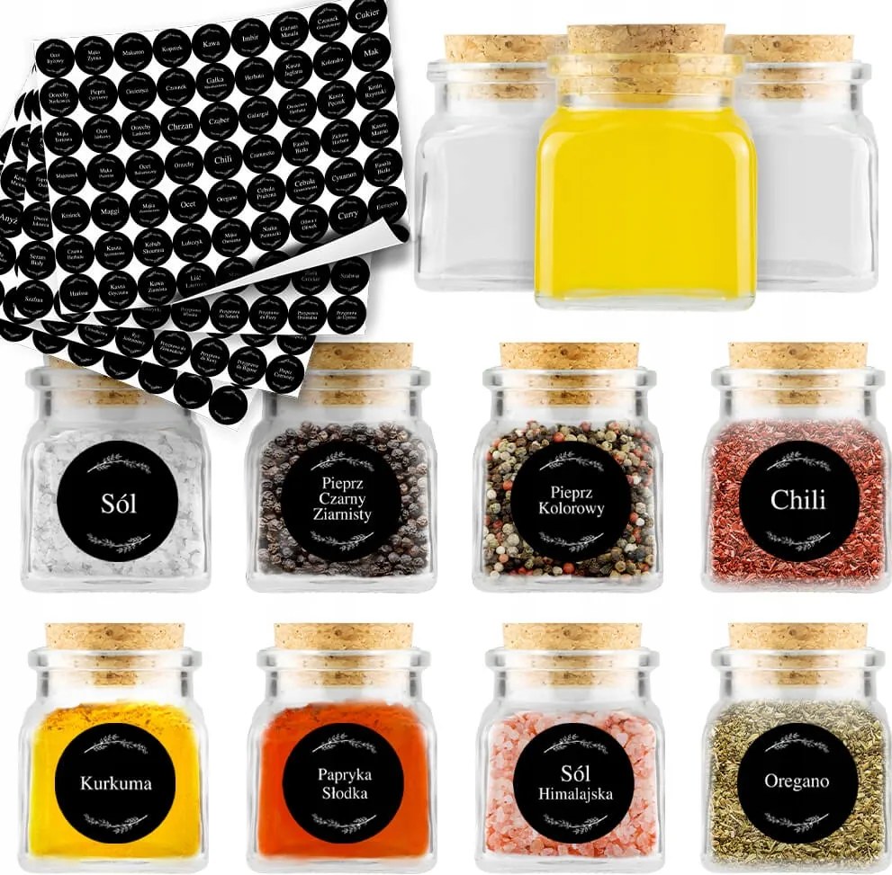 20X Fűszertartó tégely gyógynövények gyertya tégelyek 120ML +252 matrica címke