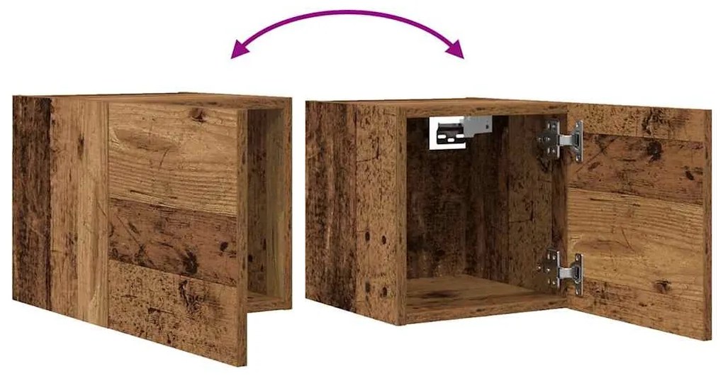 2 db antik fa színű falra szerelhető TV-szekrény 30,5x30x30 cm