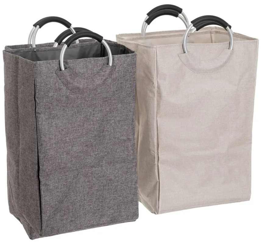 Szürke-bézs textil szennyeskosár szett 2 db-os – Casa Selección