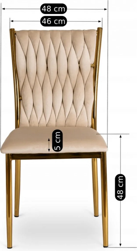 Fonott bársony szék krém színben, DAN