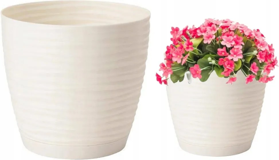 Virágtartó állvány műanyag krémszínű 19x17,3cm