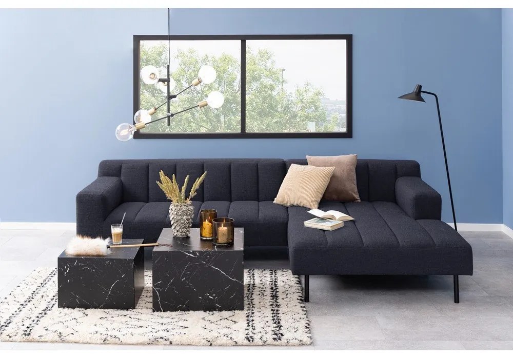 Fekete dohányzóasztal szett márvány dekorral, 2 db-os 58x58 cm Dice – Actona