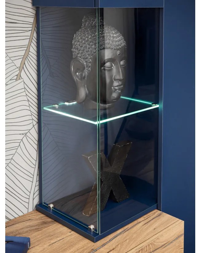 MARIONO nappali fal, 210x162x40, sötétkék/tölgy flagstaff