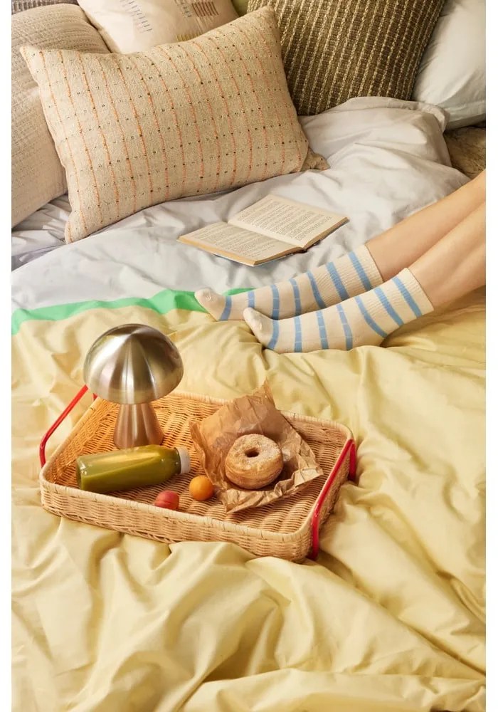 Fehér-bézs egyszemélyes pamut ágyneműhuzat 140x200 cm Block – Hübsch