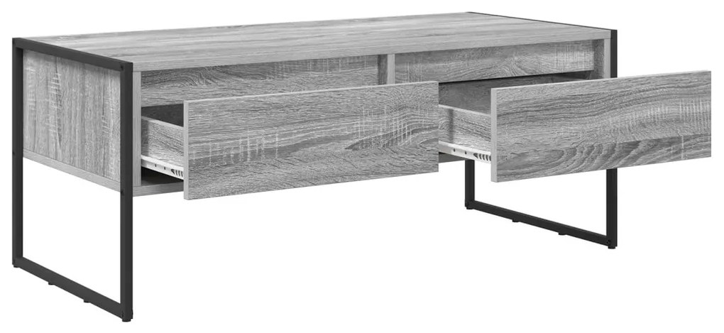 vidaXL Dohányzóasztal fiókkal Szürke Sonoma 100 x 46 x 40 cm Faanyag