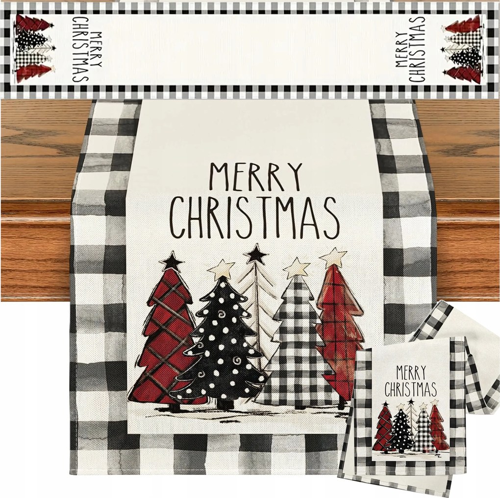 Abrosz Futópad Fehér Karácsonyi Asztal Dekoráció 183 cm