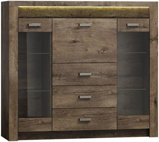 Vitrines komód, kőris sötét, INFINITY 08