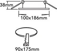 UNIVERSO Süllyesztett spot lámpa 2xGU10 foglalat nélkül IP20 Fehér 100x186x38mm kivágás:175x90mm10