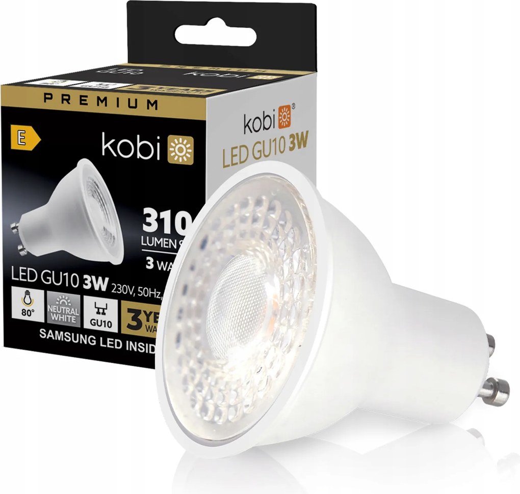 Led izzó GU10 Reflektor 3W 310lm 4000K Semleges 80° Prémium