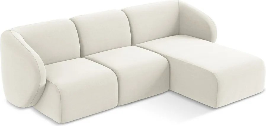 Bézs bársony sarokkanapé (jobb oldali-heverő résszel) Lani – Makamii