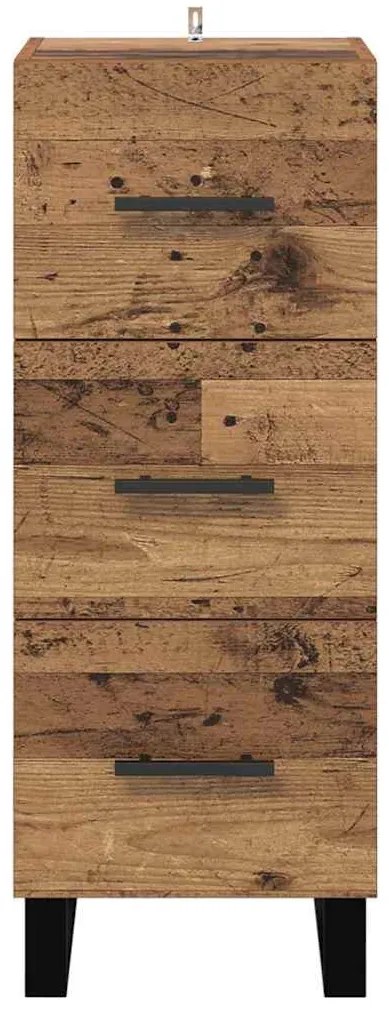 Széf fiókkal Öreg fa 34,5 x 34 x 90 cm Műszaki fa és vas
