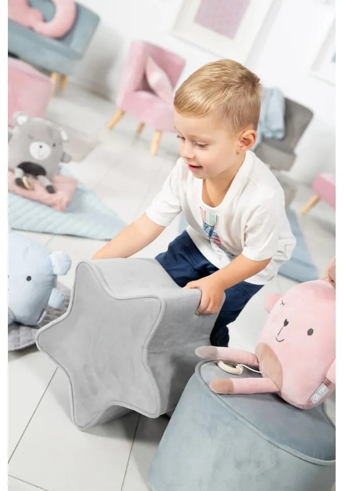 Világosszürke bársony gyerek puff Lil Sofa – Roba