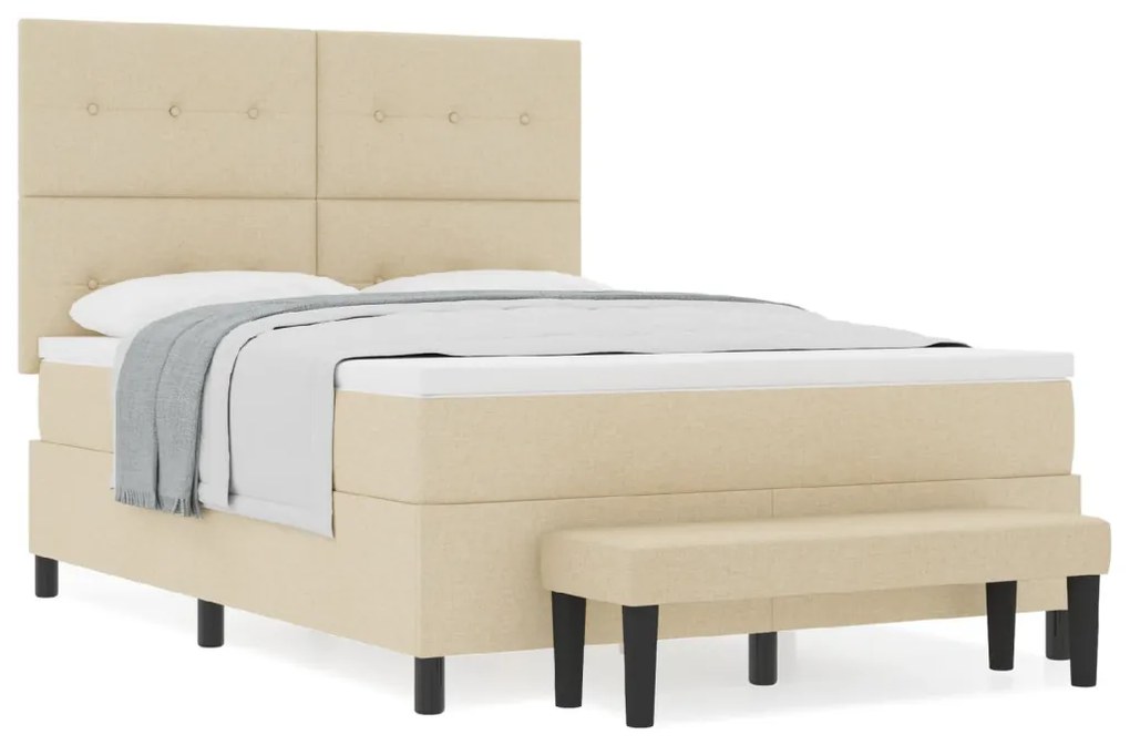 Box Spring Ágy Matrac &amp; Pad Krém 160x200 cm Szövet