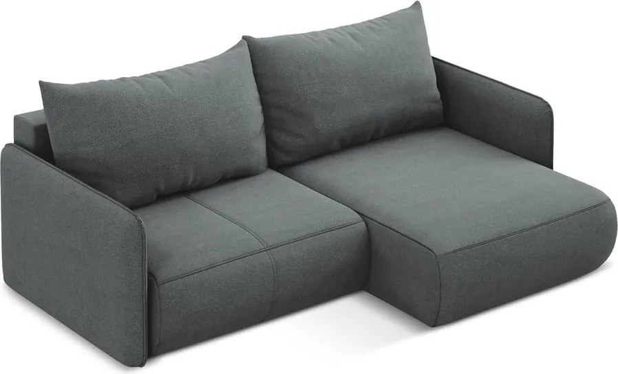 Szürke kinyitható-tárolóhelyes sarokkanapé (jobb oldali) Nanea – Makamii