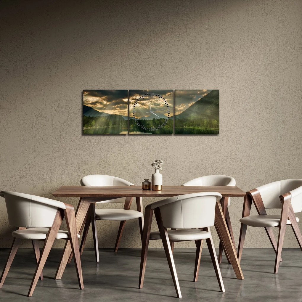 Tó a ragyogó nappal képe (órával) (90x30 cm)