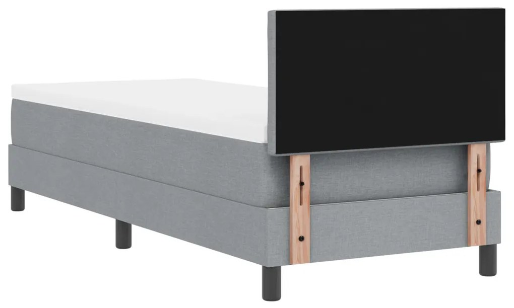 Box Spring Ágy Matraccal &amp; LED Világosszürke 80x200 cm Szövet