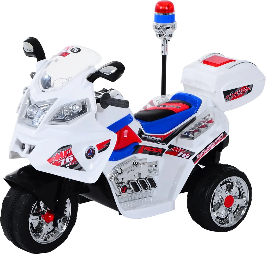 HOMCOM Elektromos Motorkerékpár Gyerekeknek 3-5 Éveseknek, Elektromos Játék Motorkerékpár 3 Kerekű, Zenével, 3 km/h Sebességgel, Fénnyel, 112×51×72.5