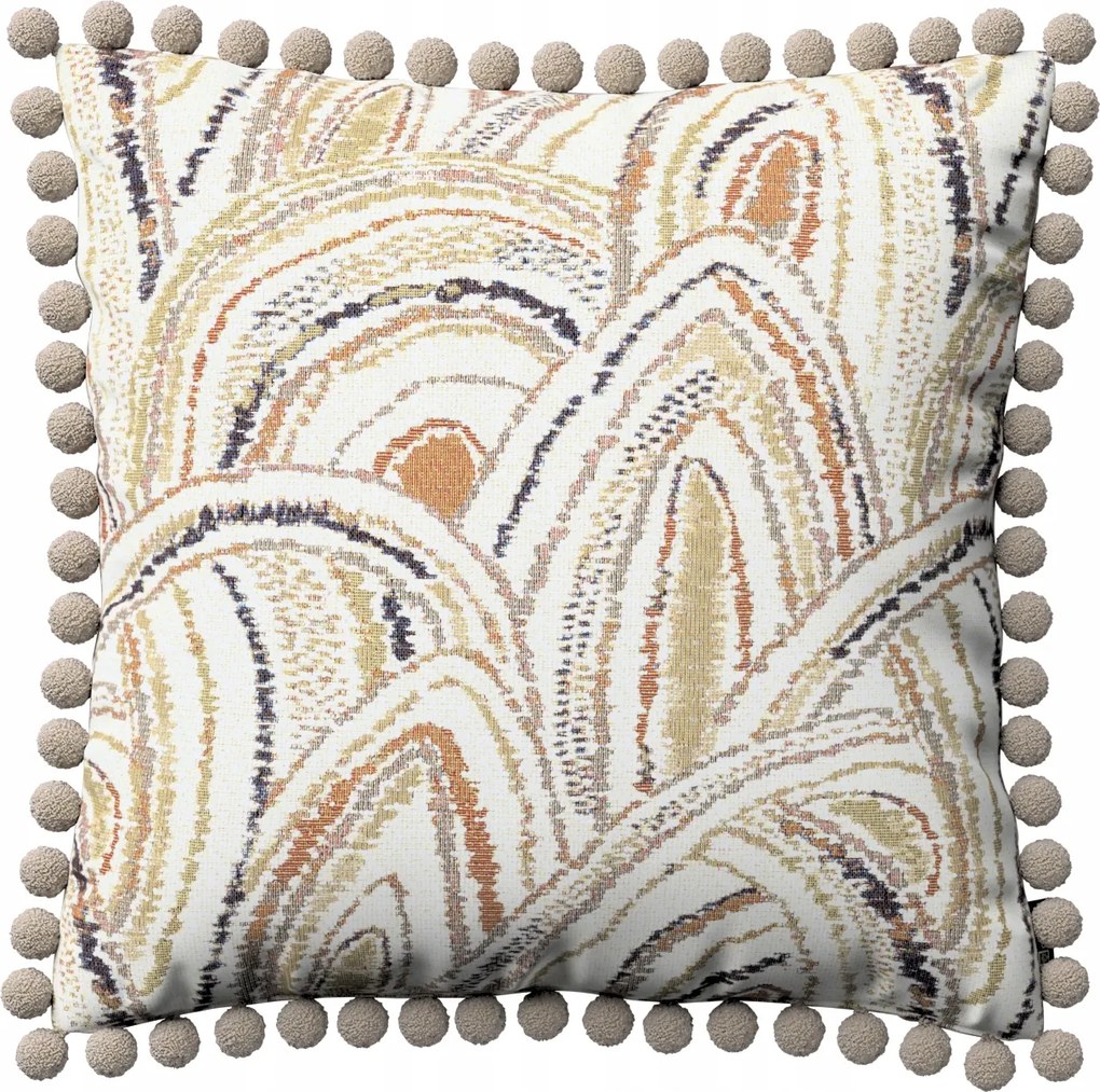 Párnahuzat 45x45 olíva-narancs ívek krémszínű alapon