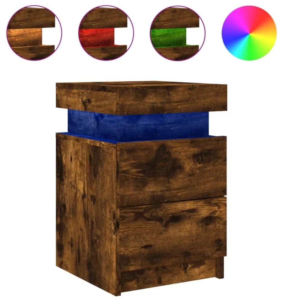 2 db sonoma tölgy színű éjjeliszekrény LED-ekkel 35x39x55 cm