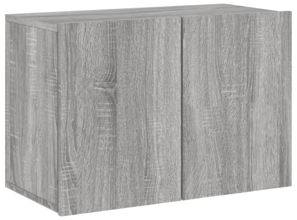 5 darab szürke sonoma színű szerelt fa fali TV-bútor