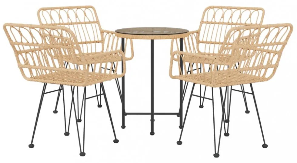 5 részes polyrattan kerti étkezőgarnitúra