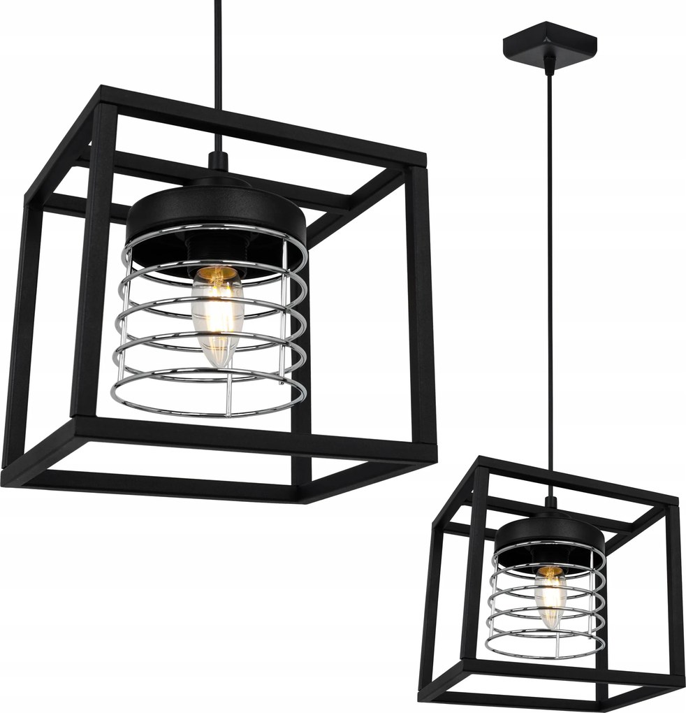 Mennyezeti Lámpa Lógó Csillár Szimpla Loft Fekete Modern Ketrec
