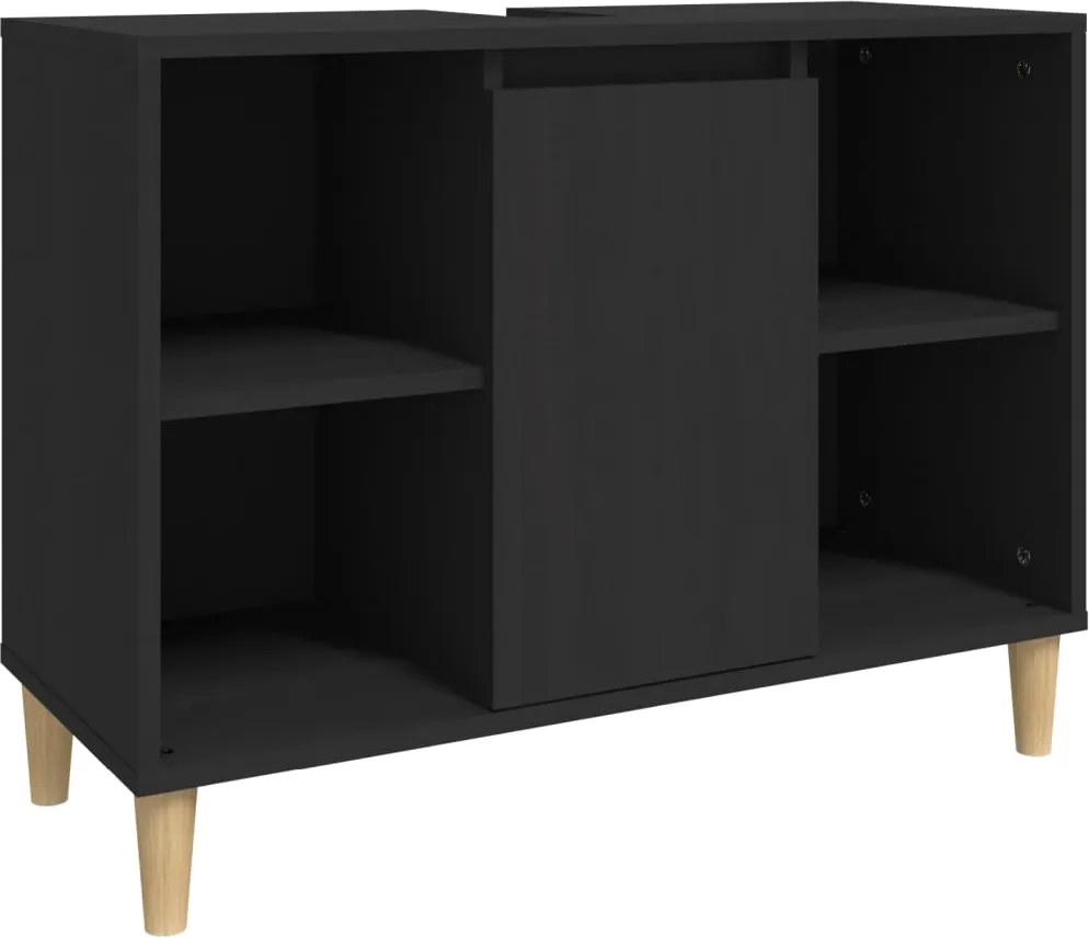 vidaXL fekete szerelt fa mosdószekrény 80 x 33 x 60 cm