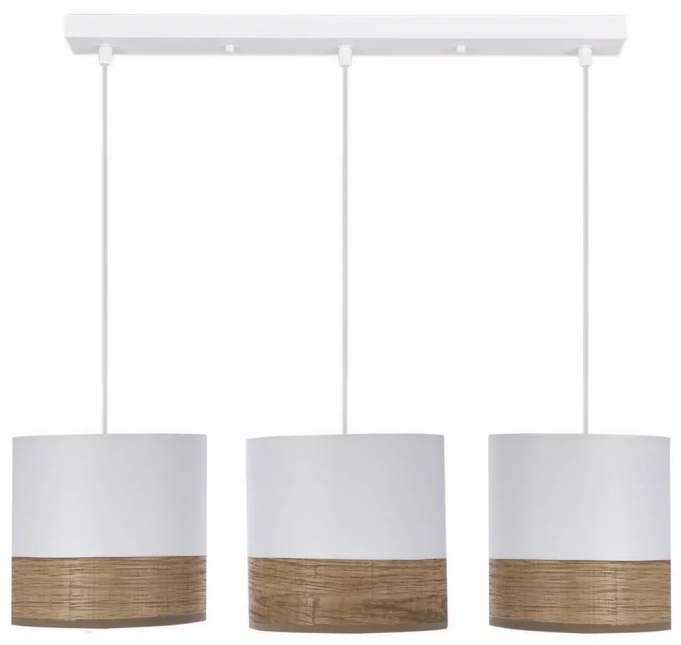 Csillár zsinóron BIANCO 3xE27/40W/230V fehér/barna