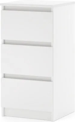 SIMPLE éjjeliszekrény 40 cm, 3 fiókos, matt fehér