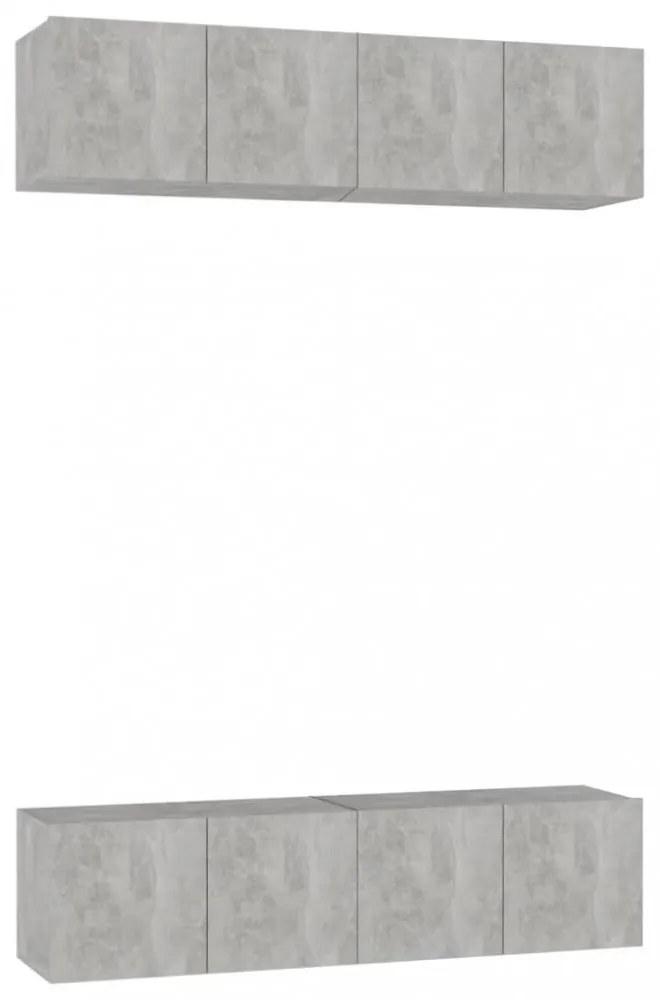 4 db betonszürke szerelt fa TV-szekrény 60 x 30 x 30 cm