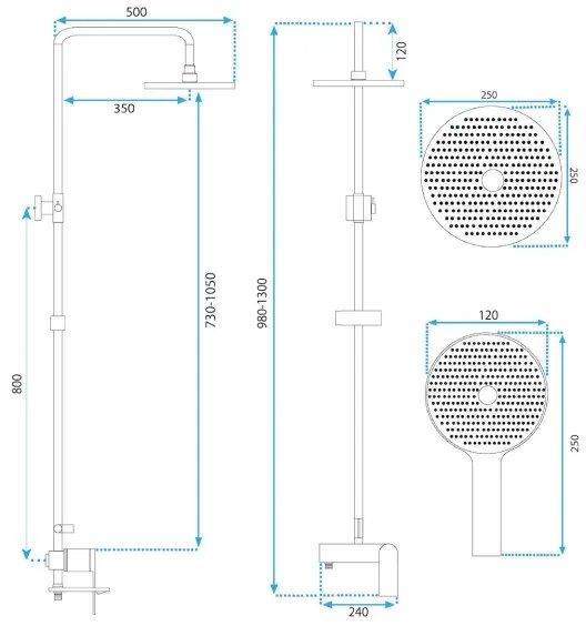 REA-P2418 - AVALON zuhanyszett csapteleppel, szálcsiszolt réz