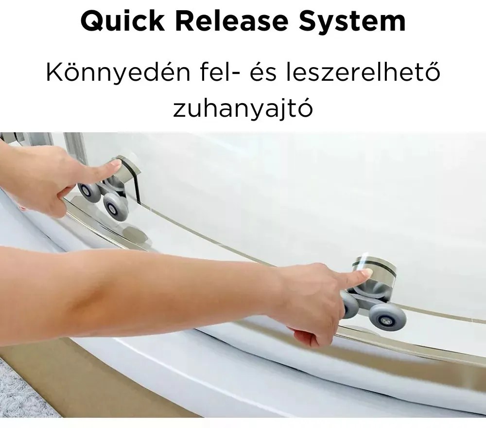 Elio 80X80 cm íves két tolóajtós zuhanykabin 6 mm vízlepergető biztonsági üveggel, krómozott elemekkel, 190 cm magas