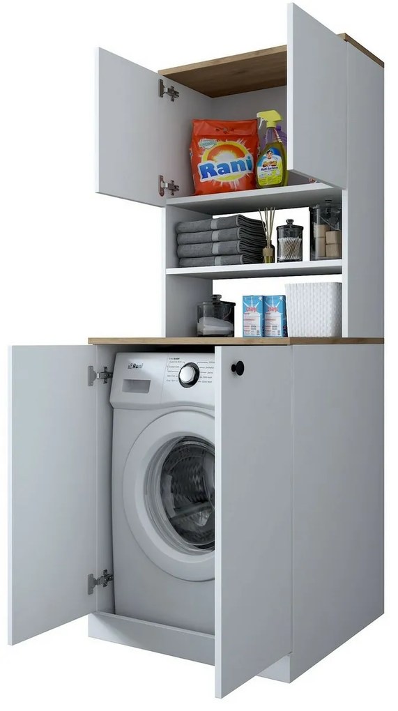 Kira White and Walnut szekrény a mosógép fölé