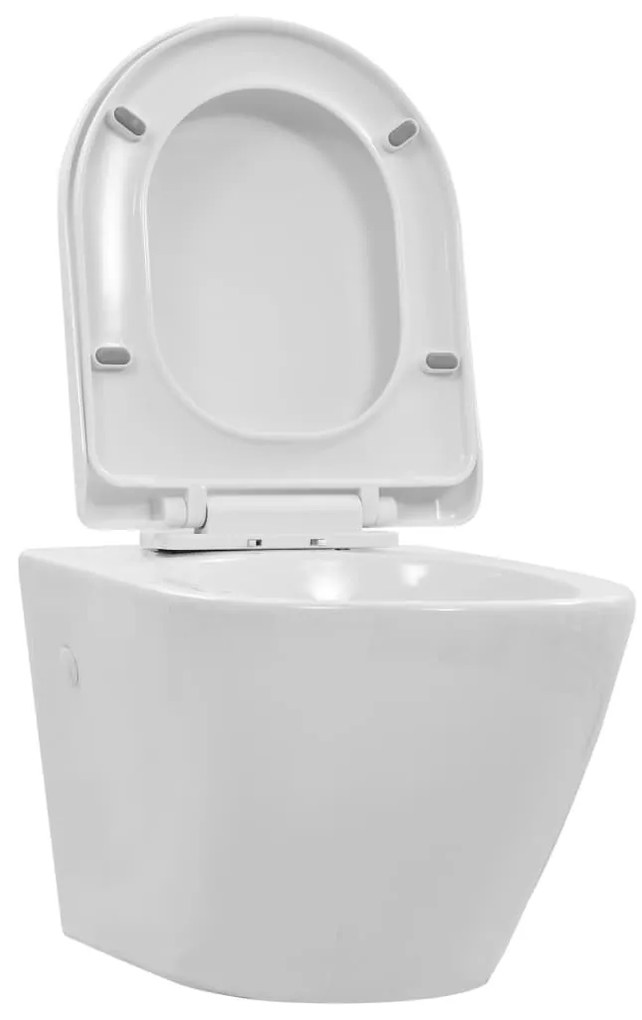 Fehér kerámia perem nélküli fali WC