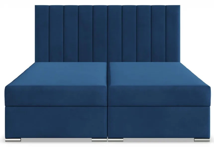 Agen ágy, bársony, 180 x 200, ágyneműtartóval, kék