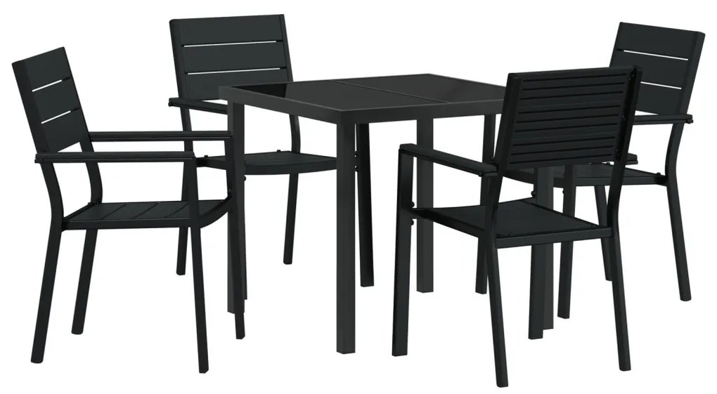 5 Darabos Kerti Étkező Szett Fekete HDPE