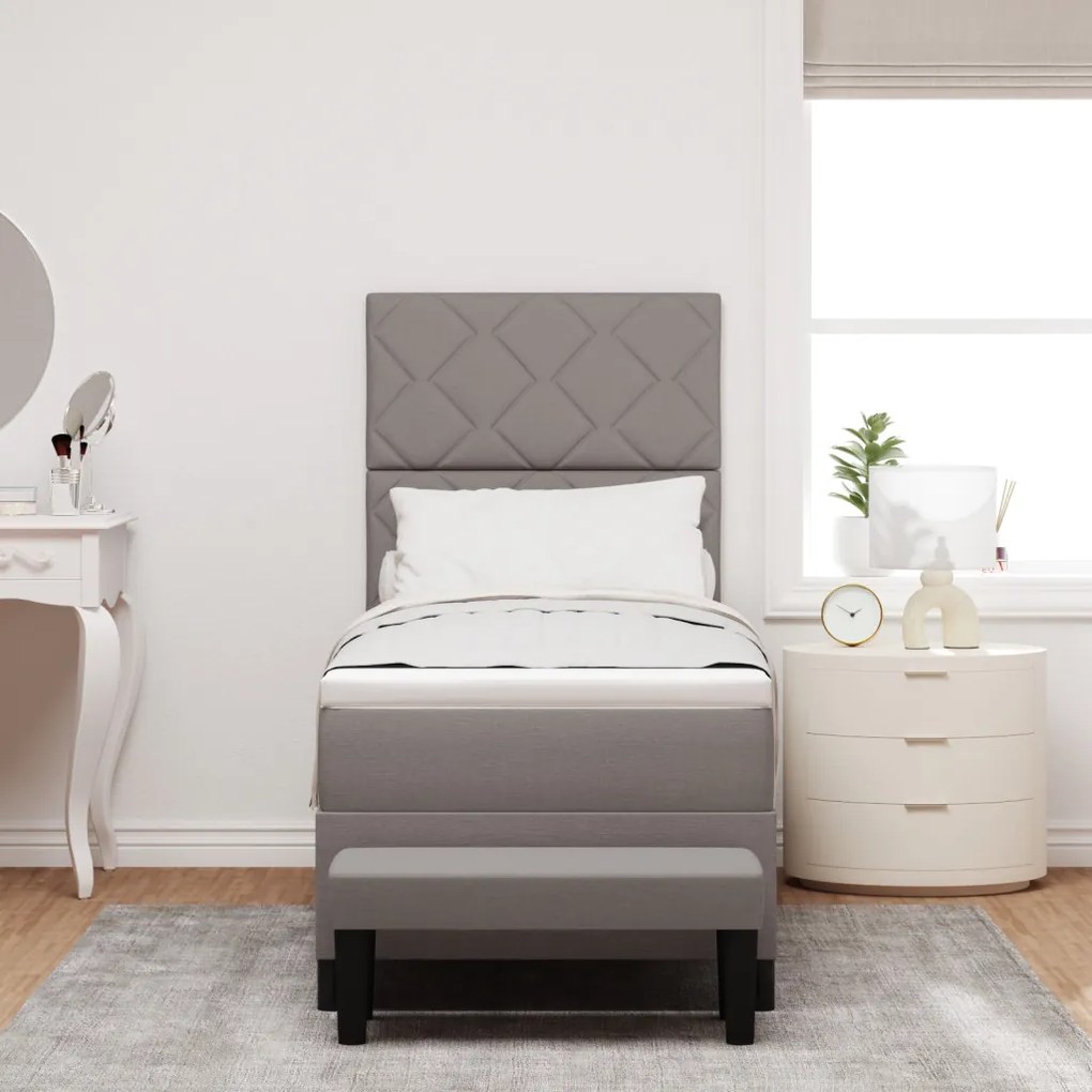 Box Spring Ágy matraccal és paddal Taupe 80x200 cm Szövet