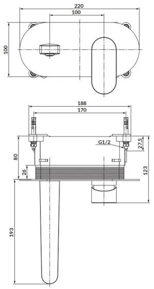 Cersanit S951-333 - Fürdőcsap rejtett beépítéshez CREA fekete