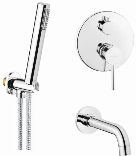 Invena Dafni, rejtett kád-zuhany készlet kifolyóval és kézi zuhanyfejjel, fényes króm, INV-BS-88-W01-A