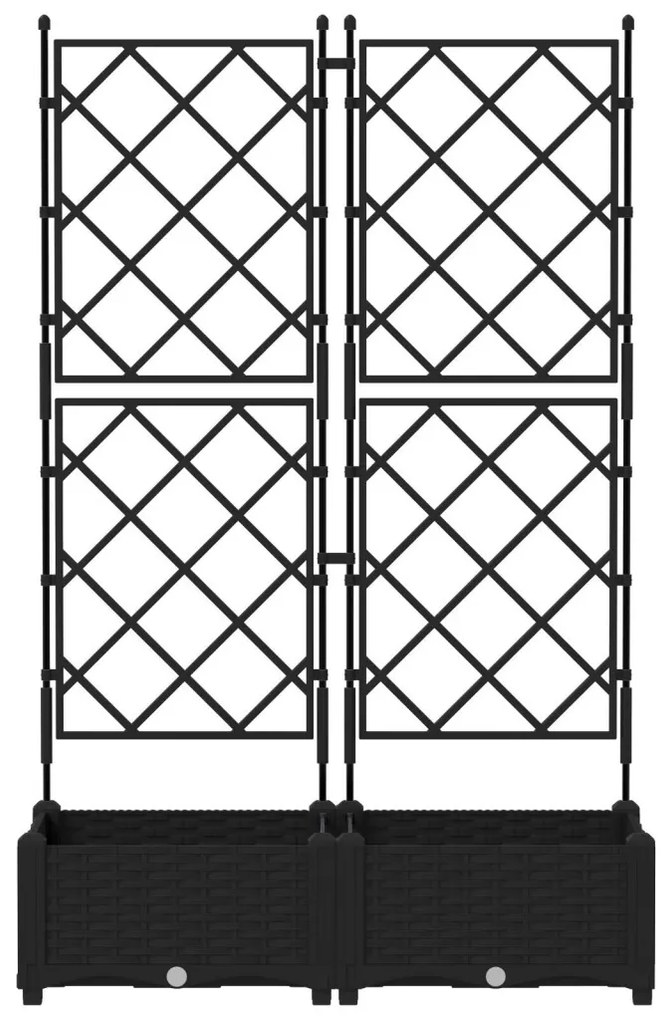 Trellis-es Ültető 2 db Fekete 80x40x125.5 cm