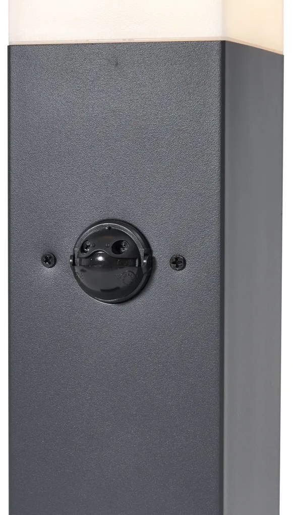 Kültéri lámpa sötétszürke opálüveggel 45 cm IP44 aljzattal és mozgásérzékelővel - Malios