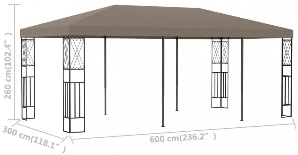 tópszínű szövetpavilon 6 x 3 m