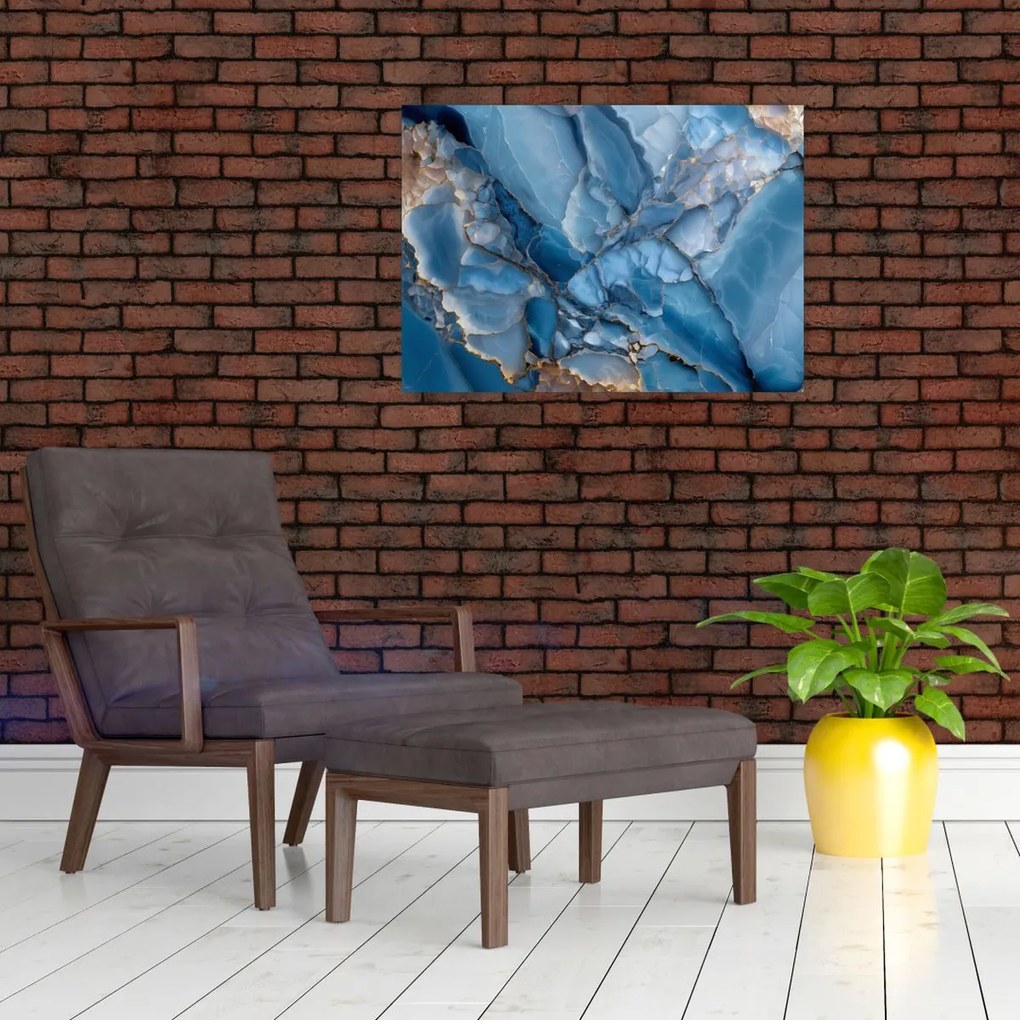 Üveg kép - Kék tagolt márvány (70x50 cm)