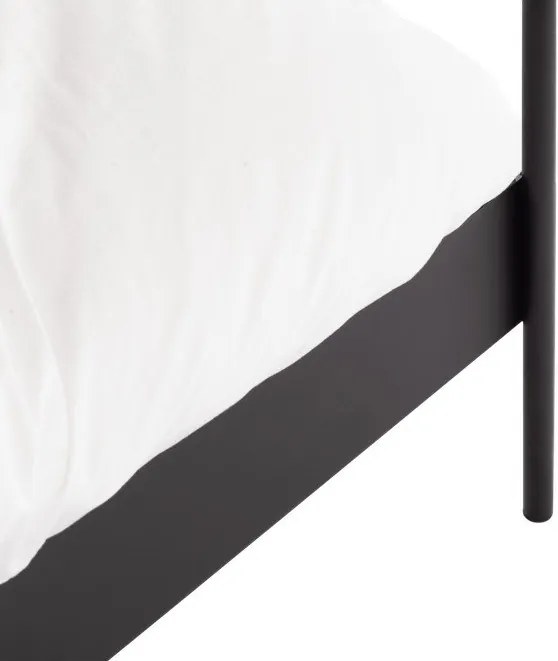 Fekete acél franciaágy ágytámla nélkül-baldachinos ágyráccsal 200x200 cm Eton – noo.ma