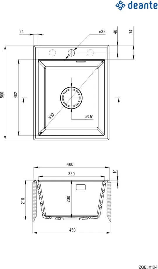 DEANTE-ZQE-G104 ERIDAN Grafit metál Színű Mosogató