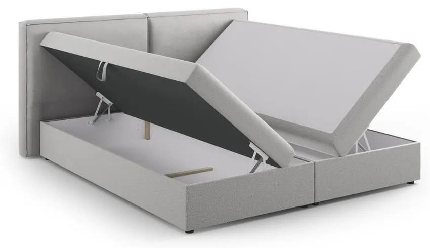 Világosszürke ágyneműtartós boxspring ágy 180x200 cm Arendal – Cosmopolitan Design