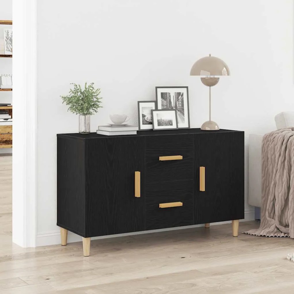 fekete tölgy szerelt fa tálalószekrény 100 x 36 x 60 cm