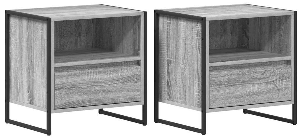 Éjjeli asztal 2 pcs Szürke Sonoma 50 x 39,5 x 50 cm Faanyag